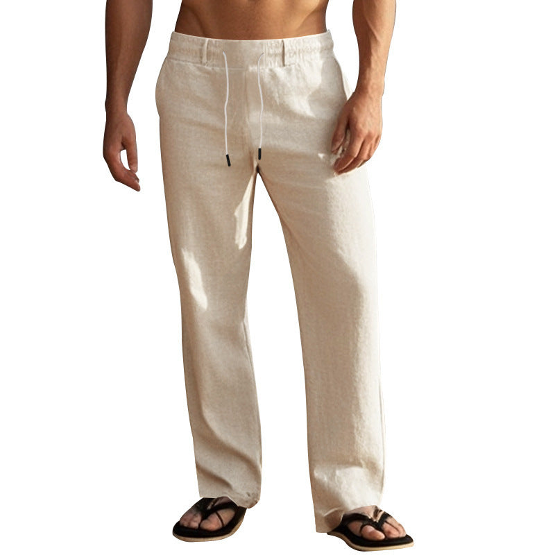 Herren lässige Strandhose mit elastischem Bund und atmungsaktivem Leinenmaterial Echoarchiv