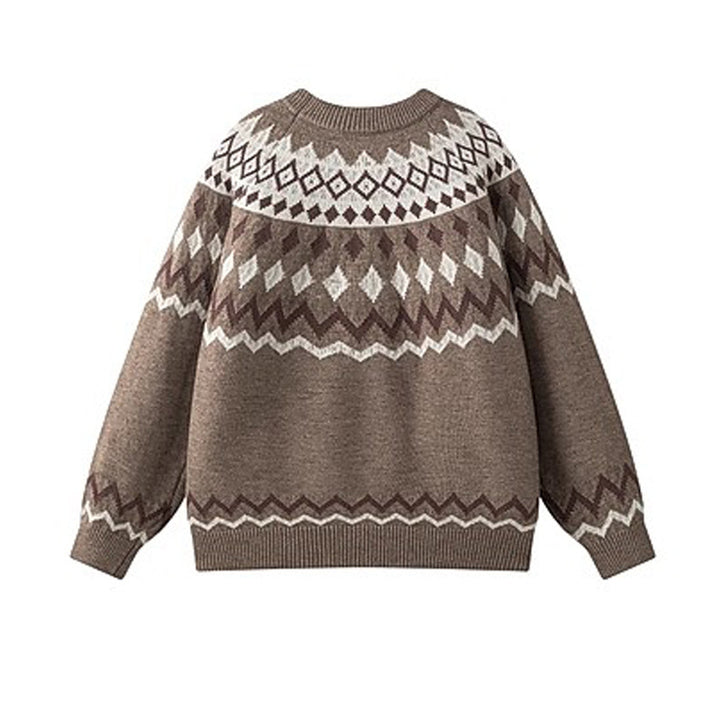 Damen Grobstrickpullover mit geometrischem Muster Echoarchiv