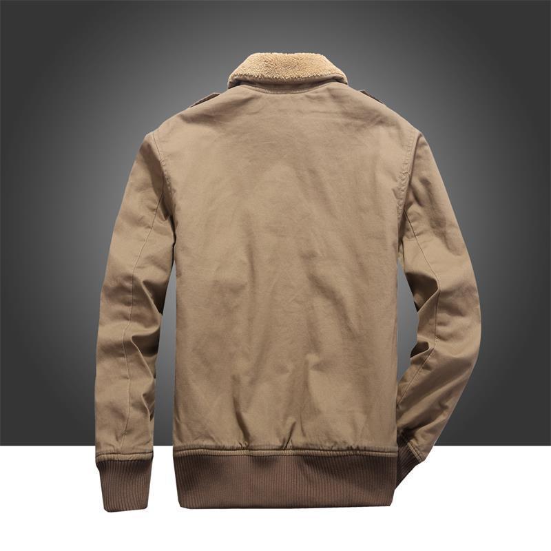 Herren Fliegerjacke im Vintage-Canvas mit Teddykragen und Rippbündchen – Brevano
