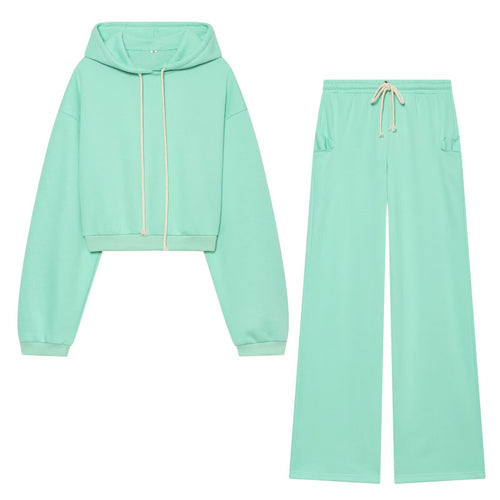 Damen Weit geschnittene Jersey-Hose mit elastischem Bund, Kordelzug und aufgesetzten Taschen Echo Archiv