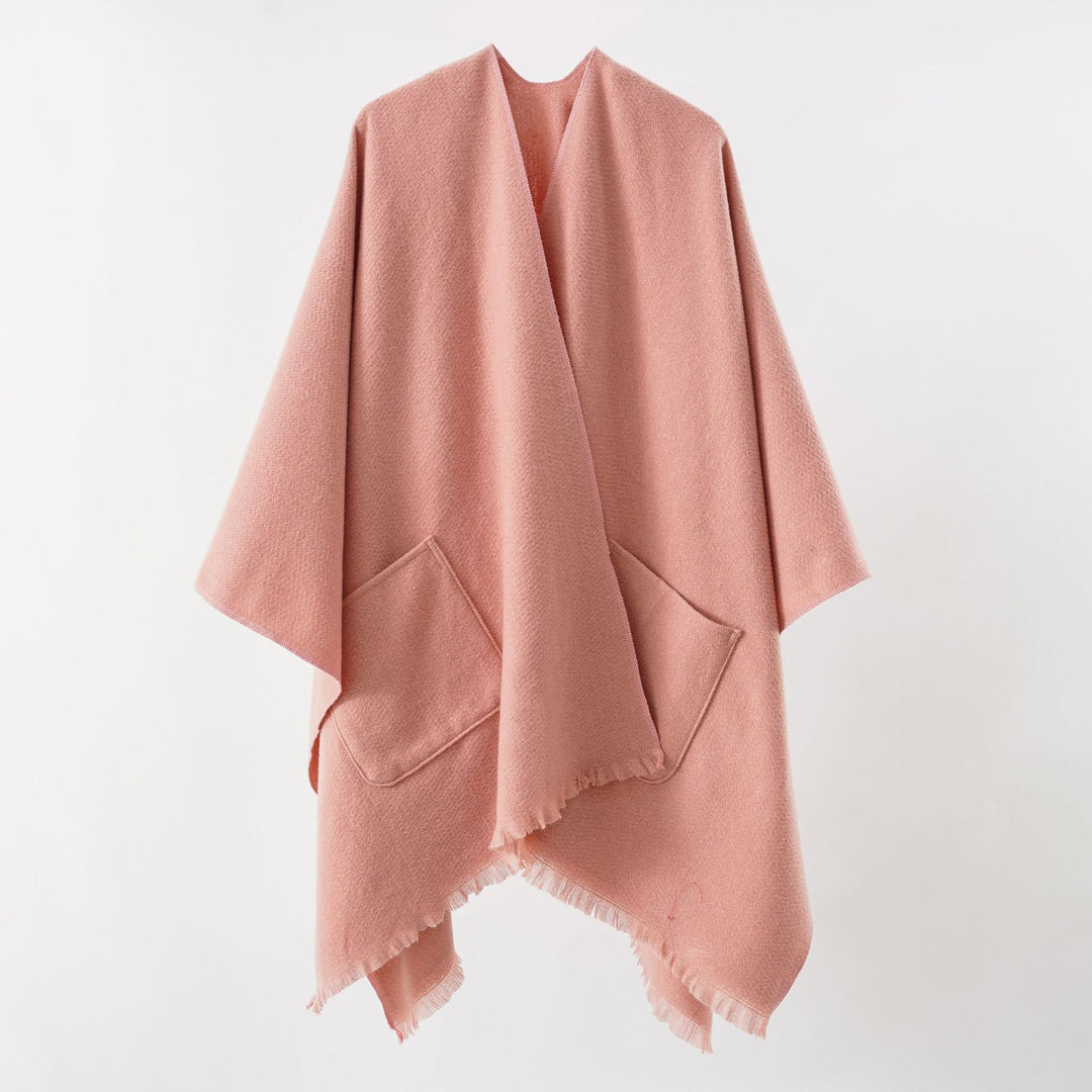 Damen Oversize-Capeponcho aus Wollmix mit Kapuze und Eingrifftaschen – Montévia