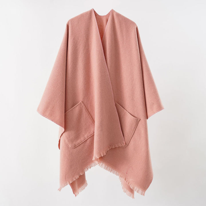 Damen Oversize-Capeponcho aus Wollmix mit Kapuze und Eingrifftaschen – Montévia