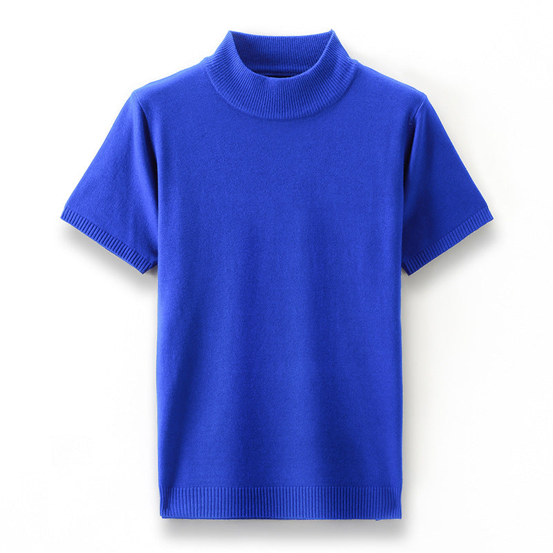 Herren elegantes Kurzarm-Pullover mit hochgeschlossenem Kragen Echoarchiv