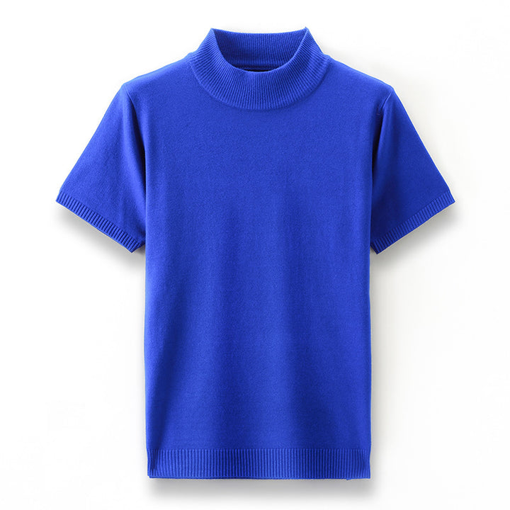 Herren elegantes Kurzarm-Pullover mit hochgeschlossenem Kragen Echoarchiv