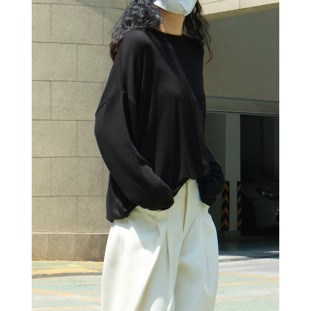 Damen Oversized Feinstrick-Longsleeve mit Rundhalsausschnitt Echoarchiv