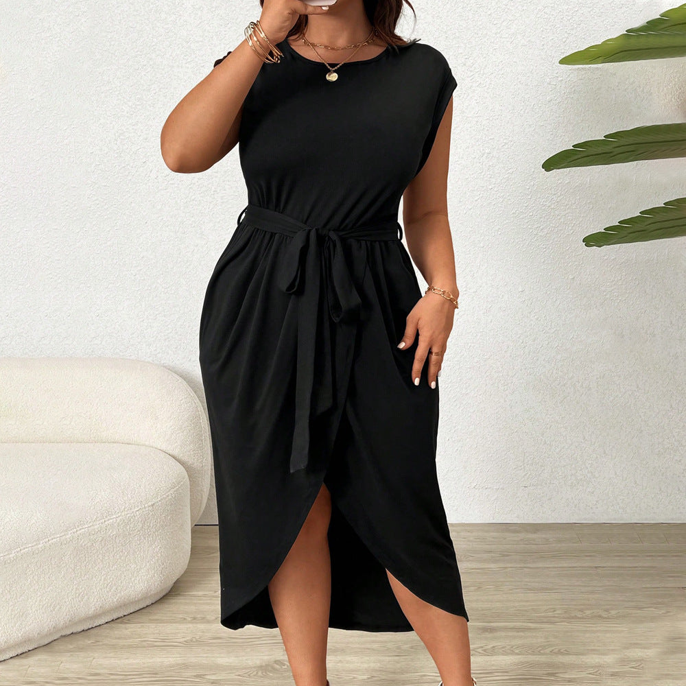 Damen Wickelkleid mit Taillengürtel und elegantem Schlitz Echo Archiv