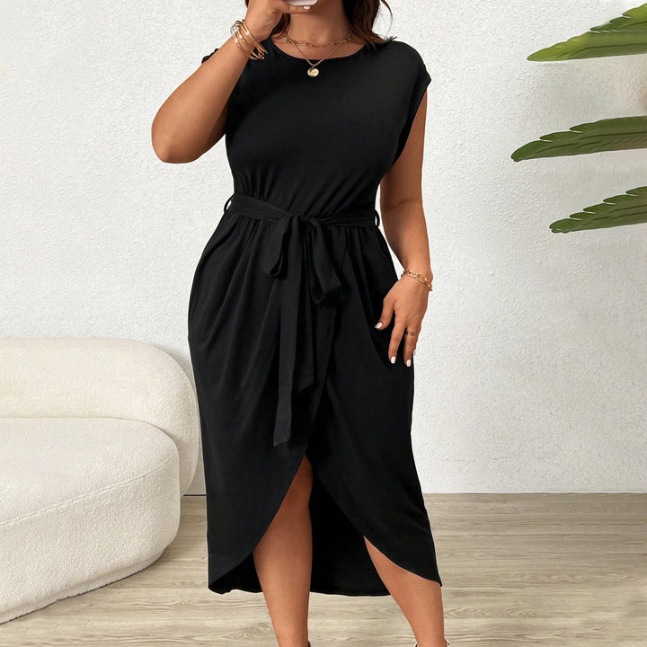 Damen Wickelkleid mit Taillengürtel und elegantem Schlitz Echo Archiv
