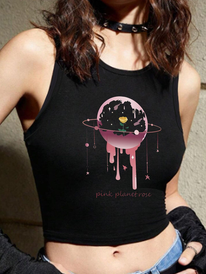 Damen Crop-Top mit auffälligem Schriftzug und körpernahem Schnitt Echo Archiv