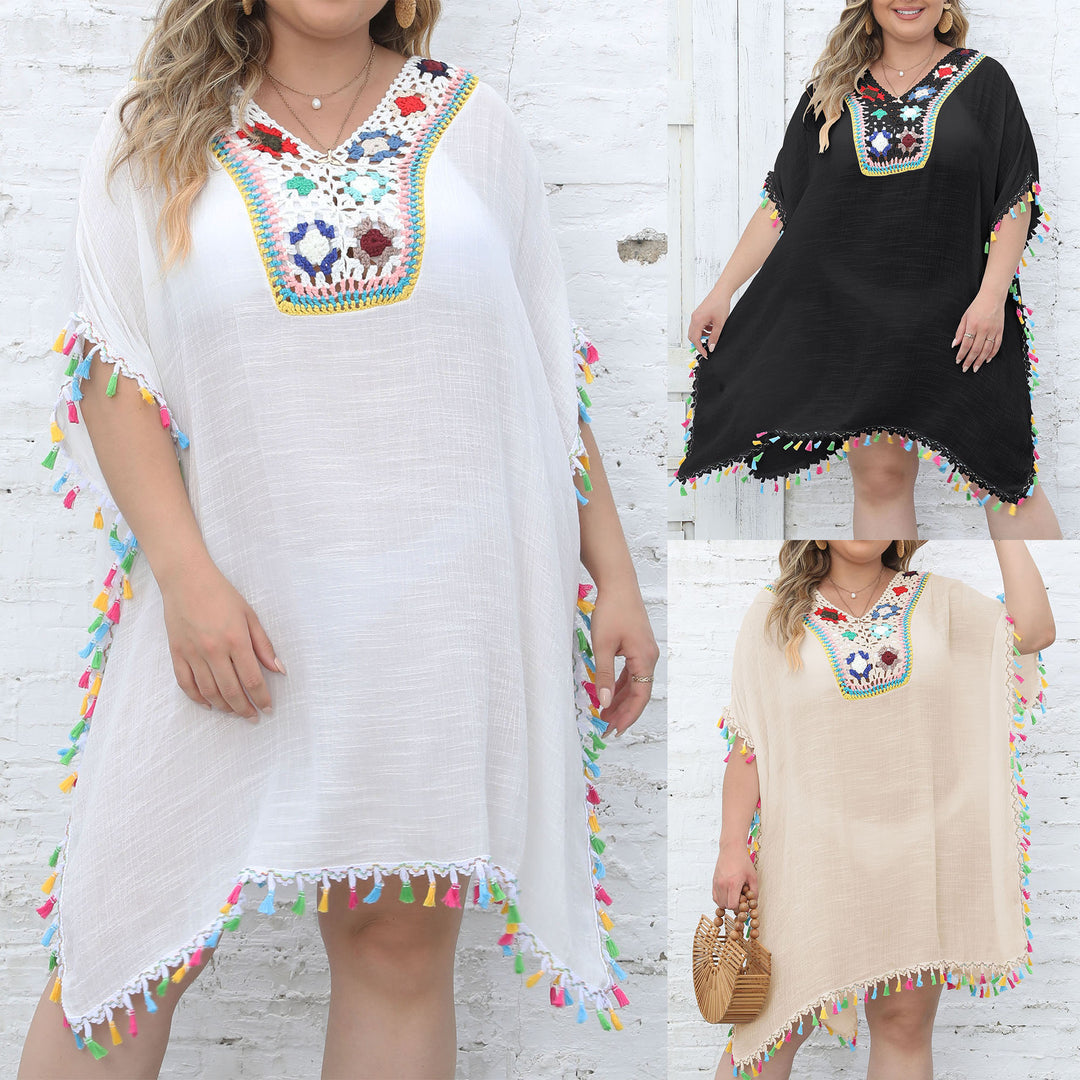 Damen Strandtunika mit fransigen Details Echo Archiv