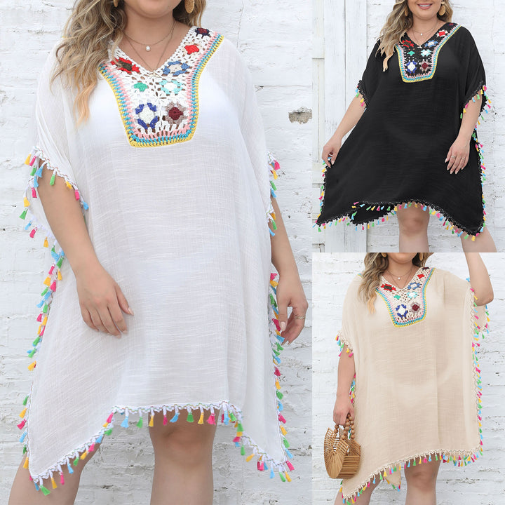 Damen Strandtunika mit fransigen Details Echo Archiv