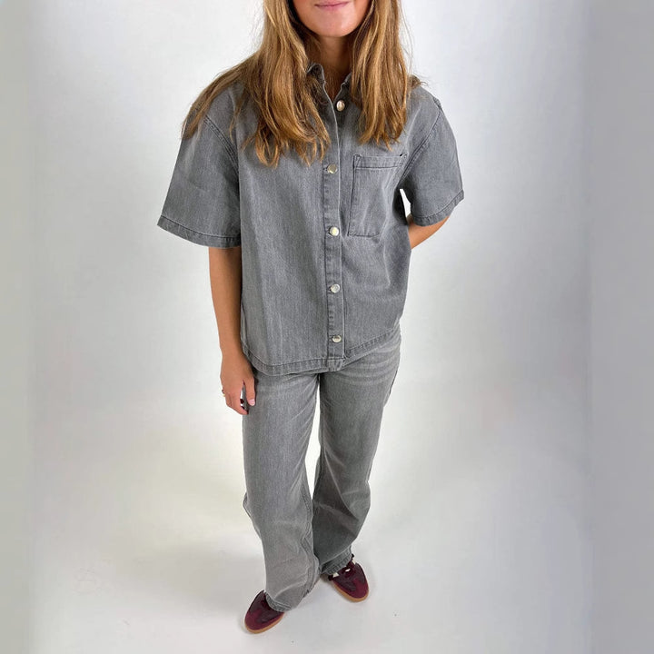 Damen Denim-Hemdjacke im lässigen Oversized-Schnitt Echo Archiv