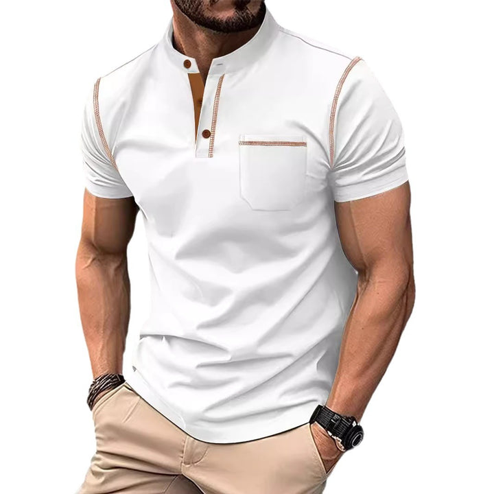 Herren Polohemd mit elegantem Stehkragen und praktischer Brusttasche Echoarchiv