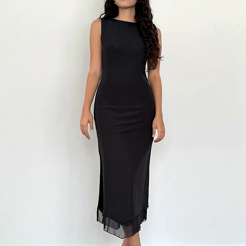 Damen zeitloses Maxikleid mit transparentem Saum Echo Archiv