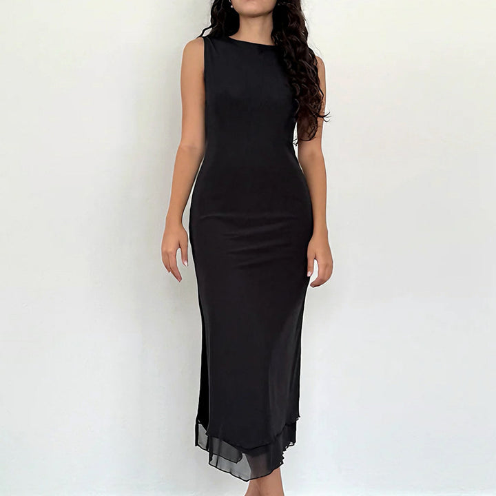 Damen zeitloses Maxikleid mit transparentem Saum Echo Archiv