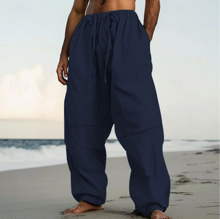 Herren luftige Leinenhose mit elastischem Bund Echoarchiv