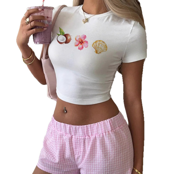 Damen Crop-Top mit sommerlichem Motiv Echo Archiv