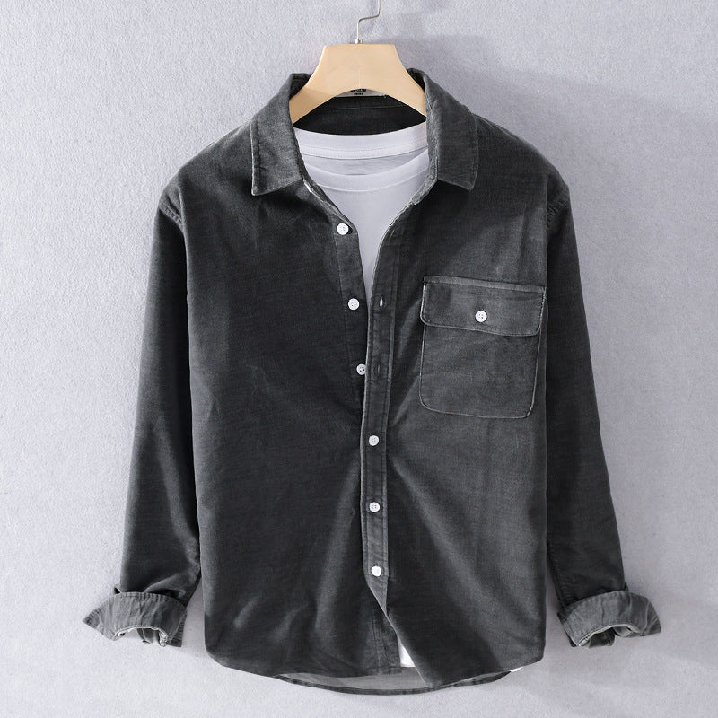 Herren Feine Cord‑Hemdjacke mit Pattentasche und legerem Schnitt Echoarchiv
