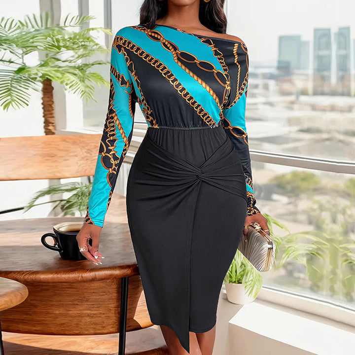 Damen Elegantes Knielanges Kleid mit Drapierungsdetails Echo Archiv