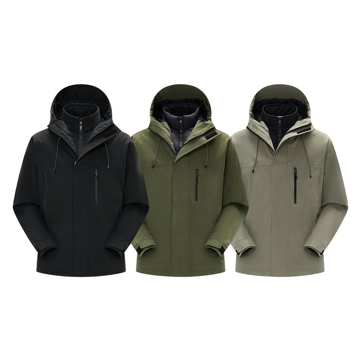 Herren Technische Regen- und Softshell-Jacke mit verstellbarer Kapuze und Brustreißverschluss Echo Archiv