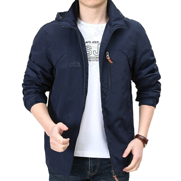Herren Leichter winddichter Nylon-Blouson mit Stehkragen und Brustreißverschlusstasche Echoarchiv