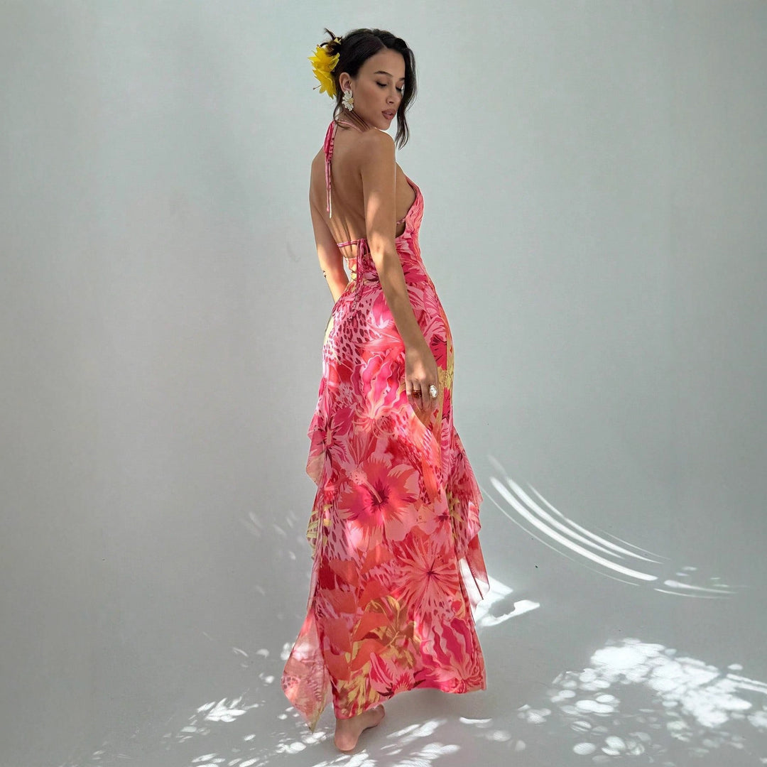 Damen Maxikleid mit elegantem Cut-Out-Design und floralen Akzenten Echo Archiv