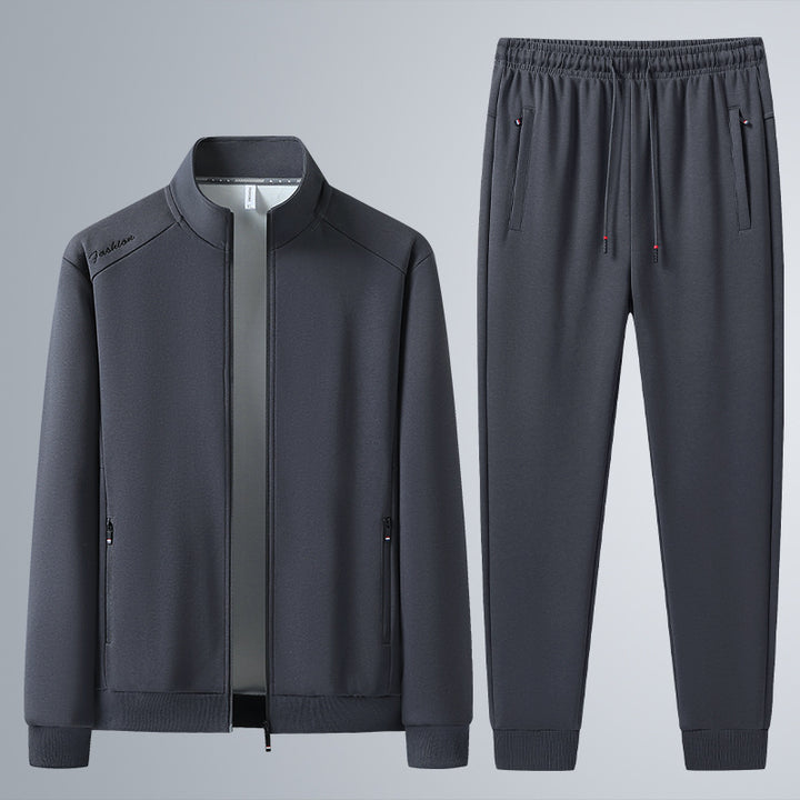 Herren Zweiteiliges Sport-Lounge-Set mit Stehkragen, verdecktem Reißverschluss & Kordelbund Echoarchiv