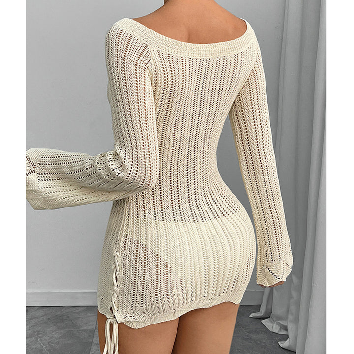 Damen Strickkleid im modernen Off-Shoulder Design mit weiten Ärmeln und Raffungen Echo Archiv
