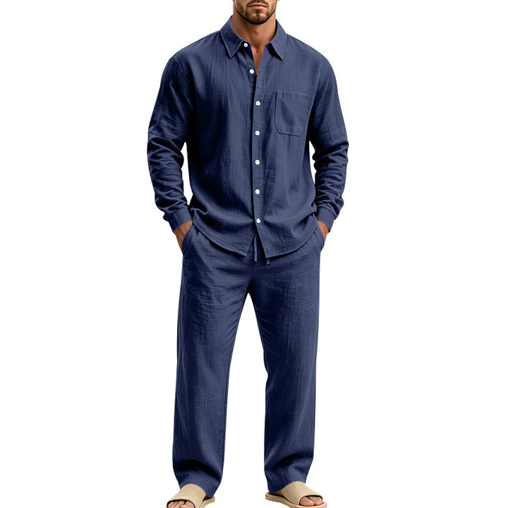 Herren entspanntes Leinen-Hemd und weite Loungewear-Hose Echoarchiv