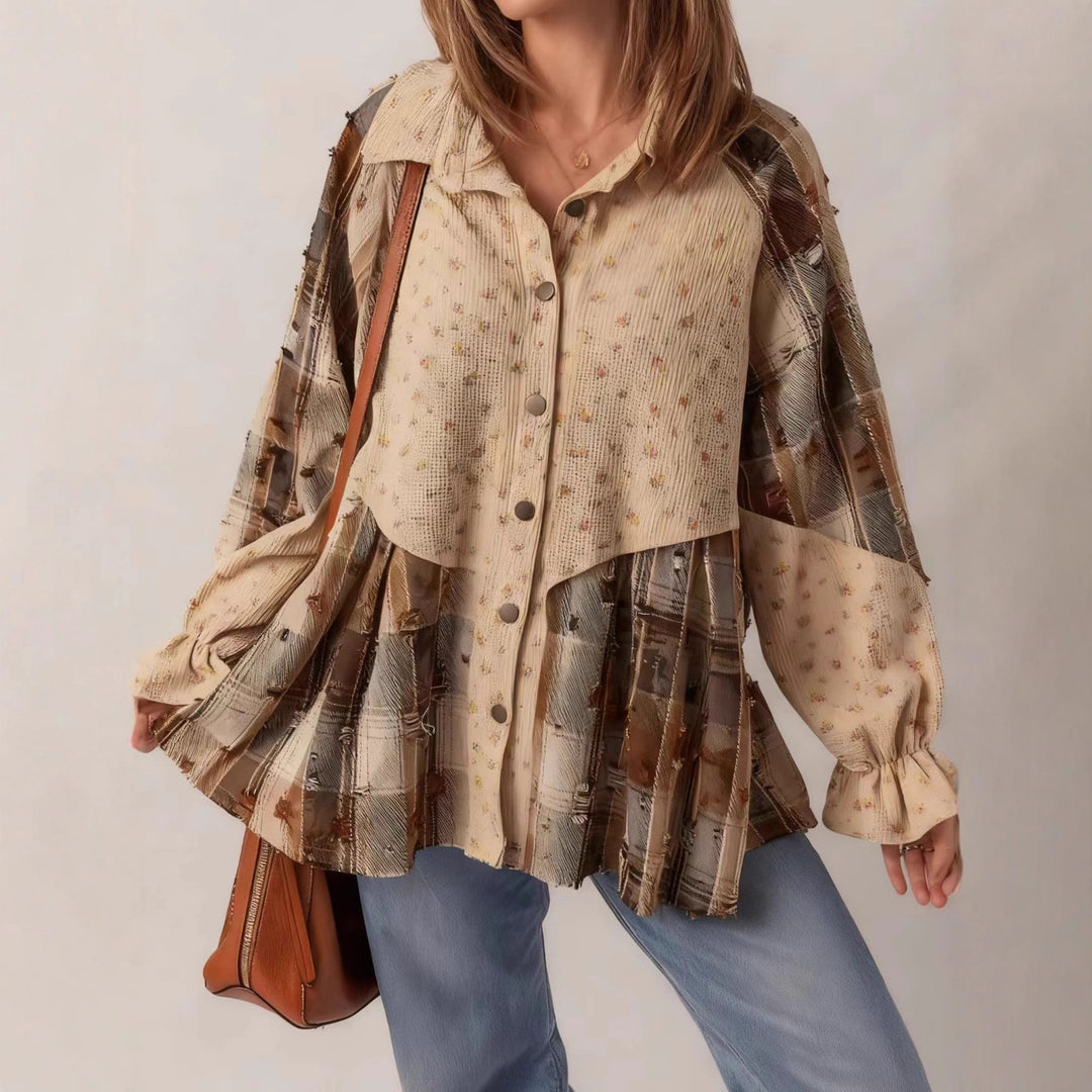 Damen Lässige und elegante Puffärmel Bluse Echo Archiv