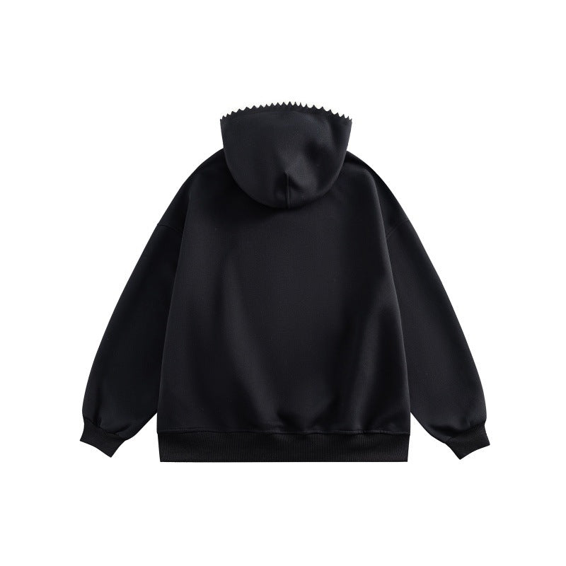 Unisex Weit geschnittener Kapuzenpullover mit Patchwork-Applikation und Kängurutasche Echoarchiv