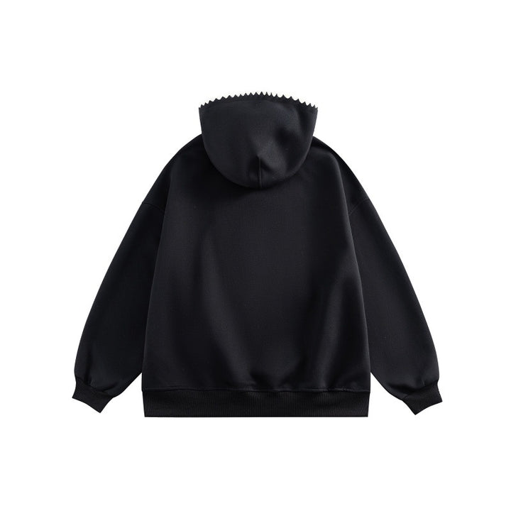 Unisex Weit geschnittener Kapuzenpullover mit Patchwork-Applikation und Kängurutasche Echoarchiv