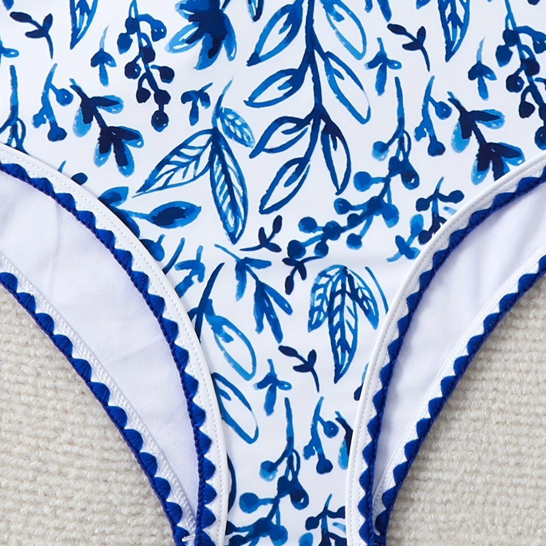 Damen Hochtailliertes Bikiniset mit floralem Design Echo Archiv