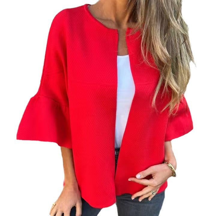 Damen Kurzjacke aus Strukturstrick mit 3/4 Ballonärmeln Echo Archiv