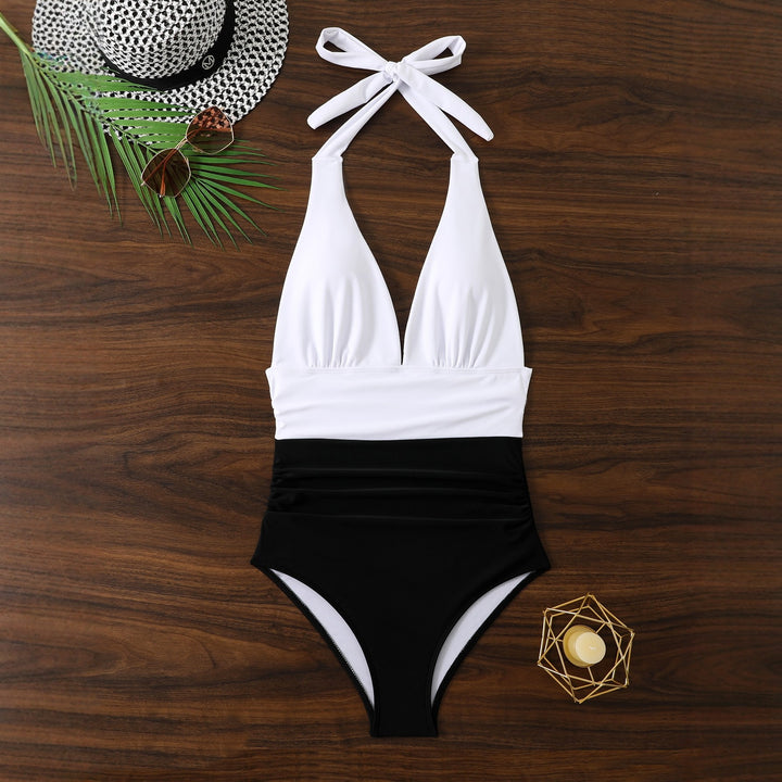 Damen Eleganter Halterneck-Badeanzug mit modischem Schnitt Echo Archiv