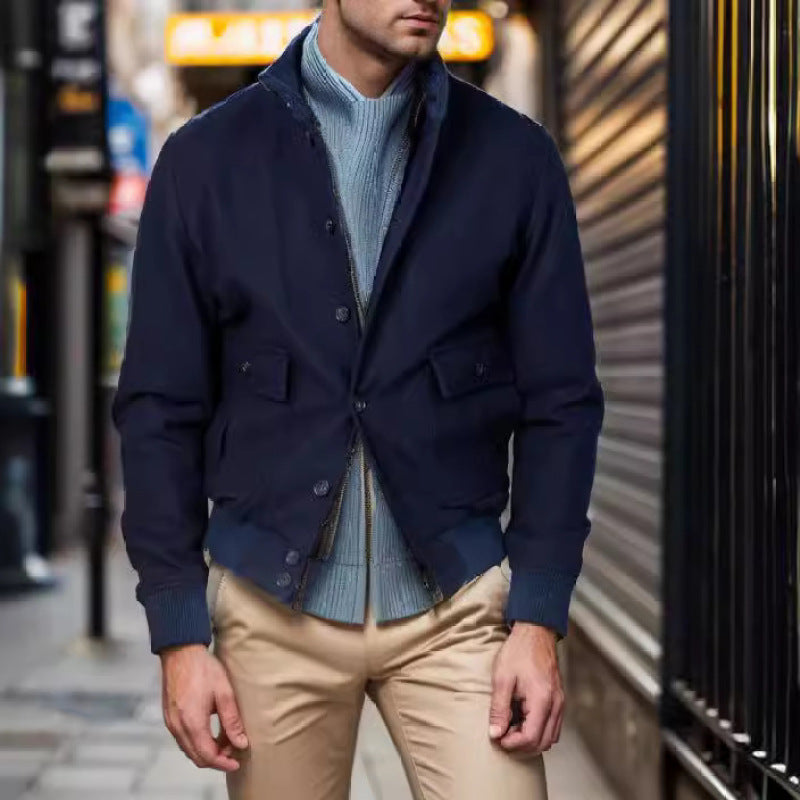 Herren lässige und strukturierte Baumwolljacke mit praktischen Taschen Echoarchiv