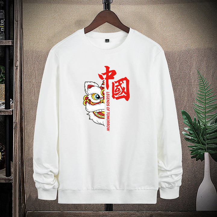 Herren Sweatshirt mit traditionellem Löwentanz‑Motiv und Rundhalsausschnitt Echo Archiv
