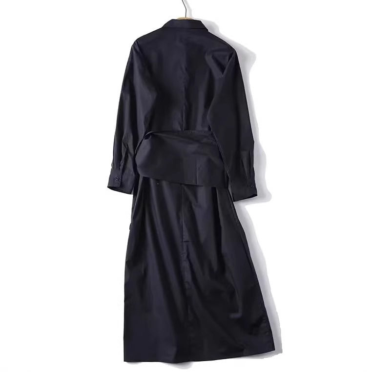 Damen Oversize-Hemdblusenkleid mit seitlichem Knotengürtel und Midilänge Echo Archiv