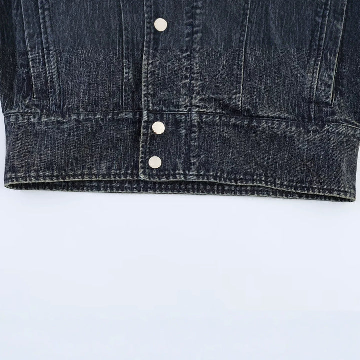 Damen Oversized-Jeansjacke mit großem Schalkragen und Used-Effekt Echo Archiv