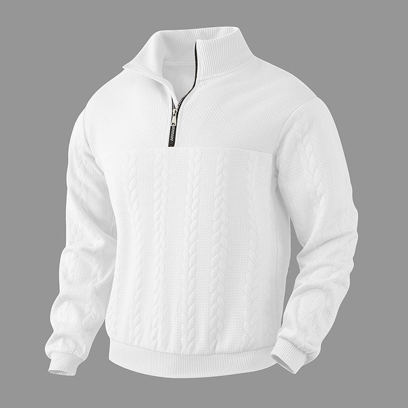Herren Pullover mit kurzem Reißverschluss und strukturiertem Design Echoarchiv