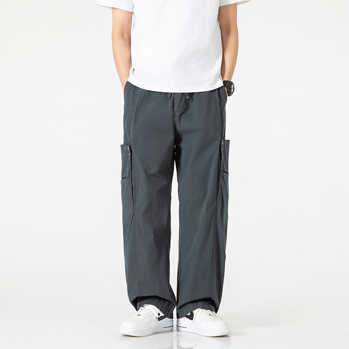 Herren Weite Nylon-Cargo-Hose im Utility-Stil mit seitlichen Klappentaschen Echo Archiv