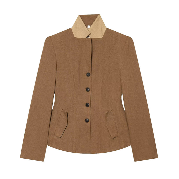 Damen Taillierte Woll-Reitjacke mit Stehkragen und Pattentaschen Echo Archiv