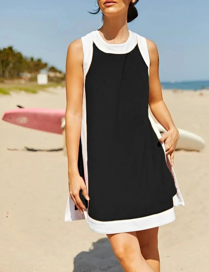 Damen einseitig geschnittenes Minikleid mit Struktur – Élara