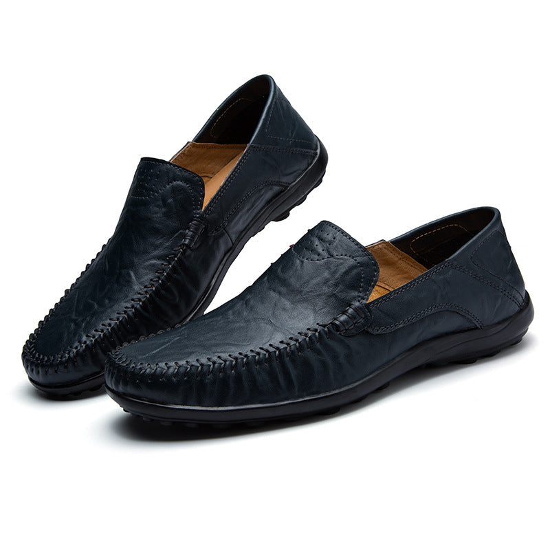 Herren Lederloafer im Mokassin-Stil mit handgenähter Ziernaht, elastischen Seiteneinsätzen und rutschfester Gummilaufsohle Echo Archiv