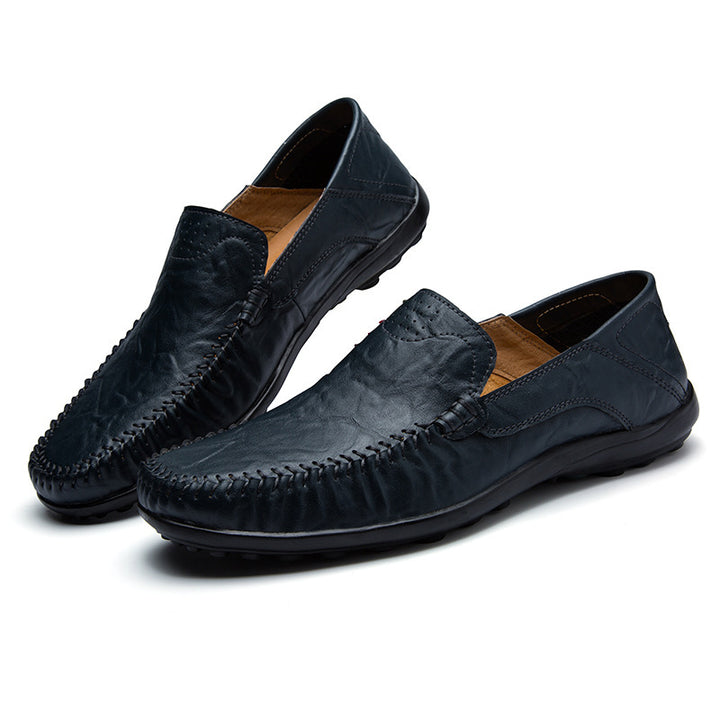 Herren Lederloafer im Mokassin-Stil mit handgenähter Ziernaht, elastischen Seiteneinsätzen und rutschfester Gummilaufsohle Echo Archiv