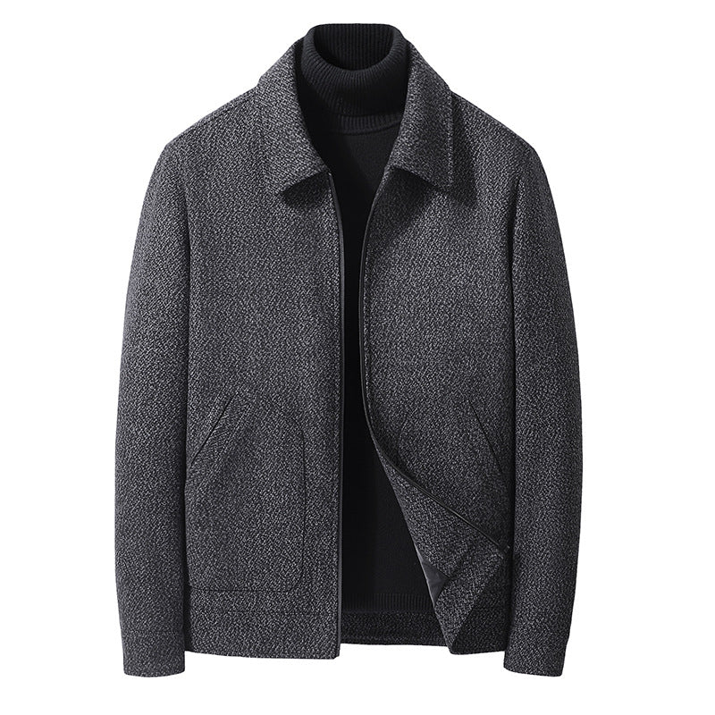 Herren Elegante strukturierte Übergangsjacke mit Hemdkragen und weich gefüttertem Innenfutter – Taviero