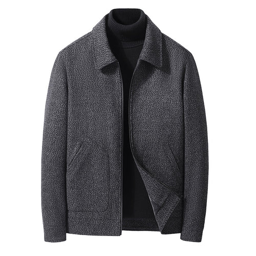 Herren Elegante strukturierte Übergangsjacke mit Hemdkragen und weich gefüttertem Innenfutter – Taviero