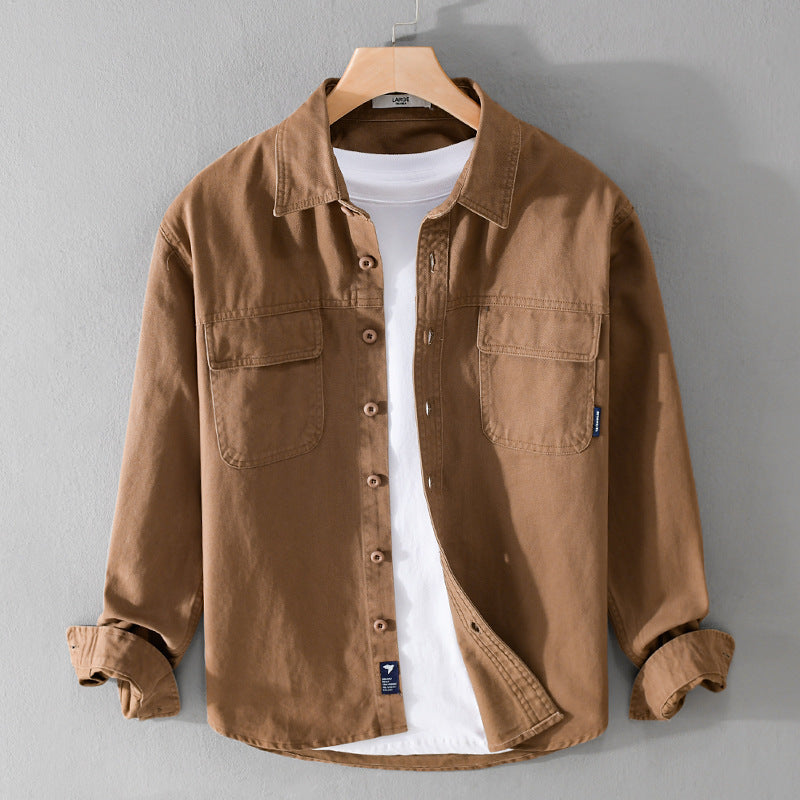 Herren Overshirt-Jacke aus Baumwoll-Twill mit aufgesetzten Brusttaschen und Knopfleiste Echoarchiv