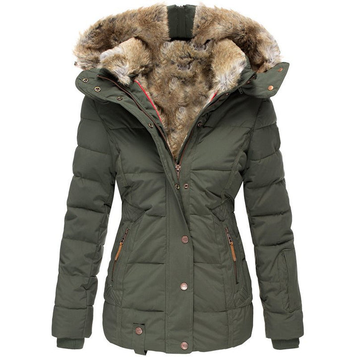 Damen Stepp-Parka mit tailliertem Schnitt und Kunstfellkapuze Echo Archiv