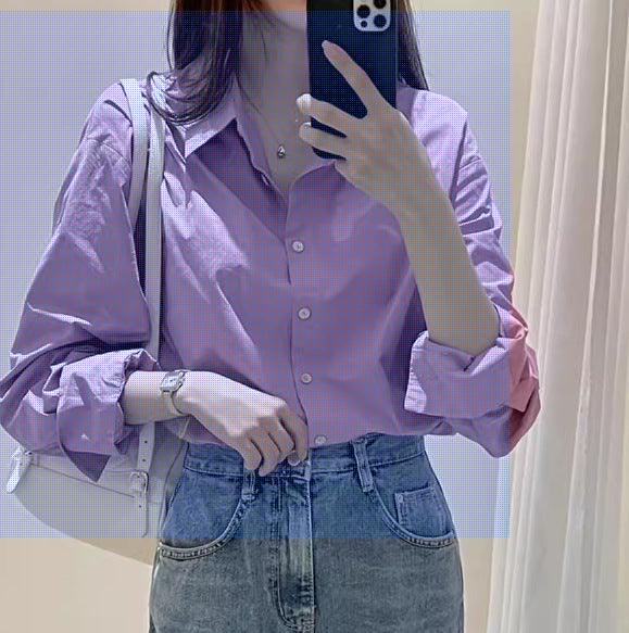 Damen Oversize-Kentkragenbluse aus leichter Baumwoll-Popeline mit kastiger Passform und krempelbaren Ärmeln – Élovi