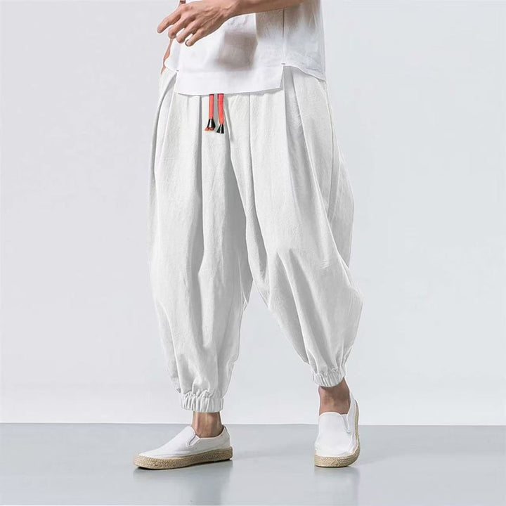 Herren nan lässige Leinen-Joggerhose mit Tunnelzug, strukturierter Oberfläche und elastischen Bündchen Echo Archiv